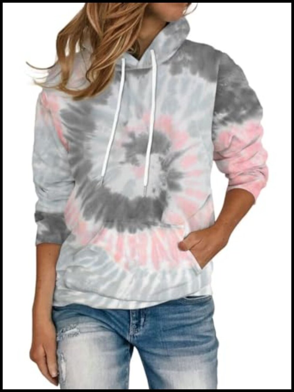 Womens Long Sleeve Hoodie Sweatshirt Pullover Kangaroo Pocket Loose Fit